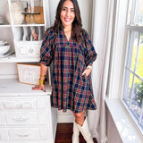 Please Stay Mini Dress- Navy