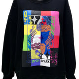 Queen Of Sparkles Black Colorblock Queen Logo Sweatshirt - Final Sale