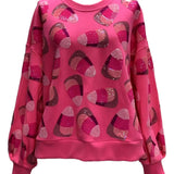 Queen Of Sparkles Neon Pink Candy Corn Sweatshirt - Final Sale