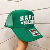 Happy Go Lucky Trucker Hat- Green *FINAL SALE*
