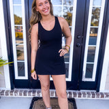 TWIST RACERBACK FIT-AND-FLARE DRESS Black