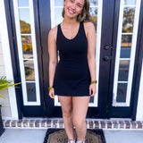 TWIST RACERBACK FIT-AND-FLARE DRESS Black