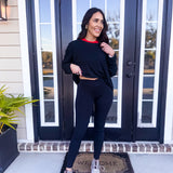 VENICE CROSSOVER WAIST LEGGINGS- BLACK
