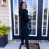 VENICE CROSSOVER WAIST LEGGINGS- BLACK
