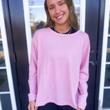 SOFT RIBBED SCOOP NECK TOP- COOL MAUVE