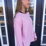 SOFT RIBBED SCOOP NECK TOP- COOL MAUVE