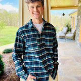 Simply Southern | Men's Plaid Button Up - Teal