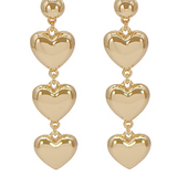Triple Heart Drop Earring - Gold
