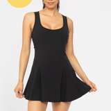 CURVY CRISS-CROSS SQUARE NECKLINE ACTIVE DRESS