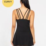 CURVY CRISS-CROSS SQUARE NECKLINE ACTIVE DRESS