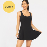 CURVY CRISS-CROSS SQUARE NECKLINE ACTIVE DRESS