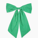 Stripe Bow Clip - Green