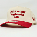 Put It On My Husband's Tab Trucker Hat - Red