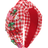 Cherry + Checker Pattern Headband - Final Sale