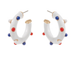 Red White Blue Pearled Hoop - Final Sale