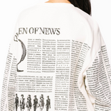 Queen Of Sparkles | White & Black 'Queen of News' Sweatshirt
