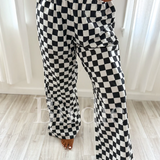 BIRDIE | Black & White Checkered Pants