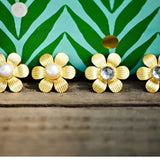 Tatum James Flower Stud Pearl Earrings