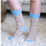 Mens Crab socks Tan Blue