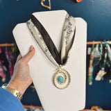 Turquoise For Fall Scarf Necklace - Final Sale