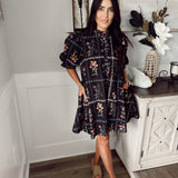 Floral Fall Dress - Black