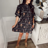 Floral Fall Dress - Black