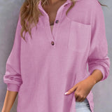 Half Button Long Sleeve Sweatshirt