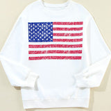 US Flag Round Neck Long Sleeve Sweatshirt