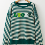 LUCKY Striped Round Neck Long Sleeve Sweatshirt