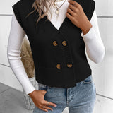 Full Size Button Up V-Neck Sweater Vest