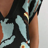 Color Block V-Neck Sweater Vest
