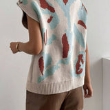 Color Block V-Neck Sweater Vest