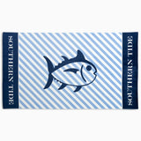 Southern Tide Skipjack Striped French Terry Beach Towel - Classic White - Final Sale