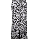 Honey Slit Leopard Midi Skirt