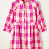 Plaid Button Up Long Sleeve Shirt Dress