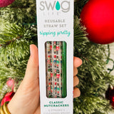 SWIG Classic Nutcracker Glitter Reusable Straw Set