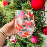 Stemless Wine Glass - Bows - Final Sale