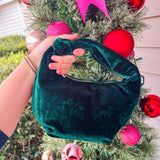 Chrissy Knotted Velvet Top Handle Bag - Green - Final Sale