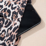Leopard Round Neck Short Sleeve Mini Dress