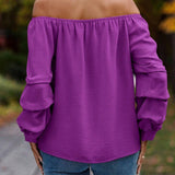 Ruched Off-Shoulder Long Sleeve Blouse