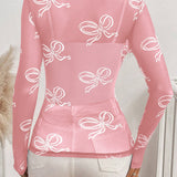 Bow Round Neck Long Sleeve Top