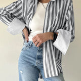 Striped Collared Neck Long Sleeve Shirt