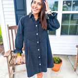 Here For You Denim Dress- Black