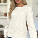 Textured Round Neck Long Sleeve Sweatshirt