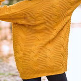 Cable-Knit Open Front Long Sleeve Cardigan