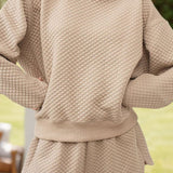 Quilted Round Neck Long Sleeve Top and Shorts Set