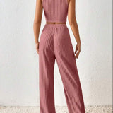 Ribbed Round Neck Tank and Pants Sweater Set