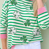 Striped Lucky Clover Long Sleeve Sweatshirt