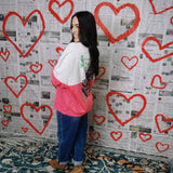 Queen Of Sparkles | White & Neon Pink Colorblock Logo Sweatshirt - Final Sale