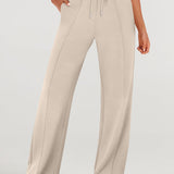 Full Size Round Neck Top and Drawstring Pants Set